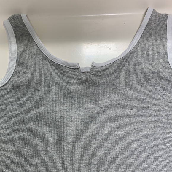 Grey and white tank top. Not cropped, but not full length - Picture 2 of 5